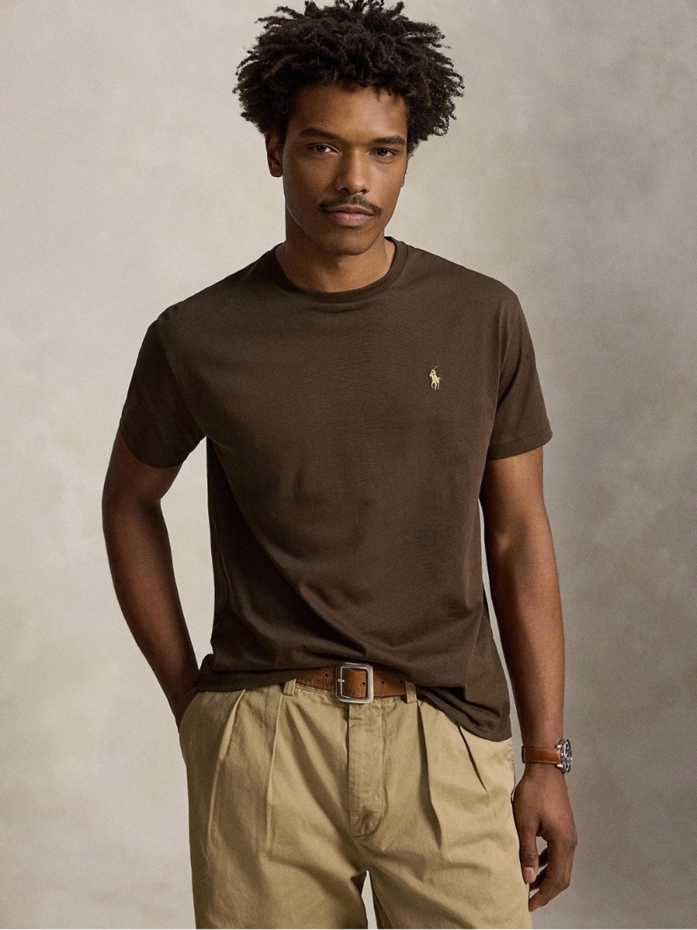 Polo by Ralph Lauren Men’s Brown Crewneck Logo T-Shirt